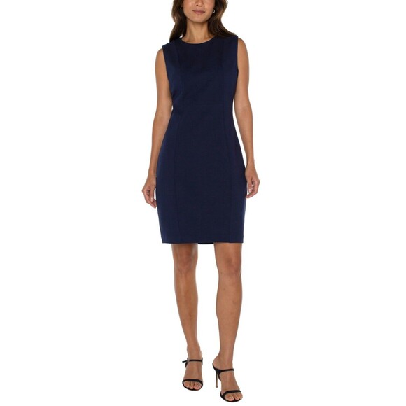 Liverpool Sleeveless Sheath Cadet Navy Blue Stretch Ponte Dress Size 2 NWT - Picture 1 of 9